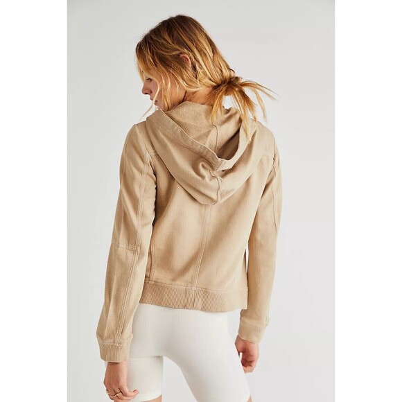 Free People We The Free Carmen Moto Jacket Top Hoodie Zip Up Solid L 273794 - Picture 3 of 10